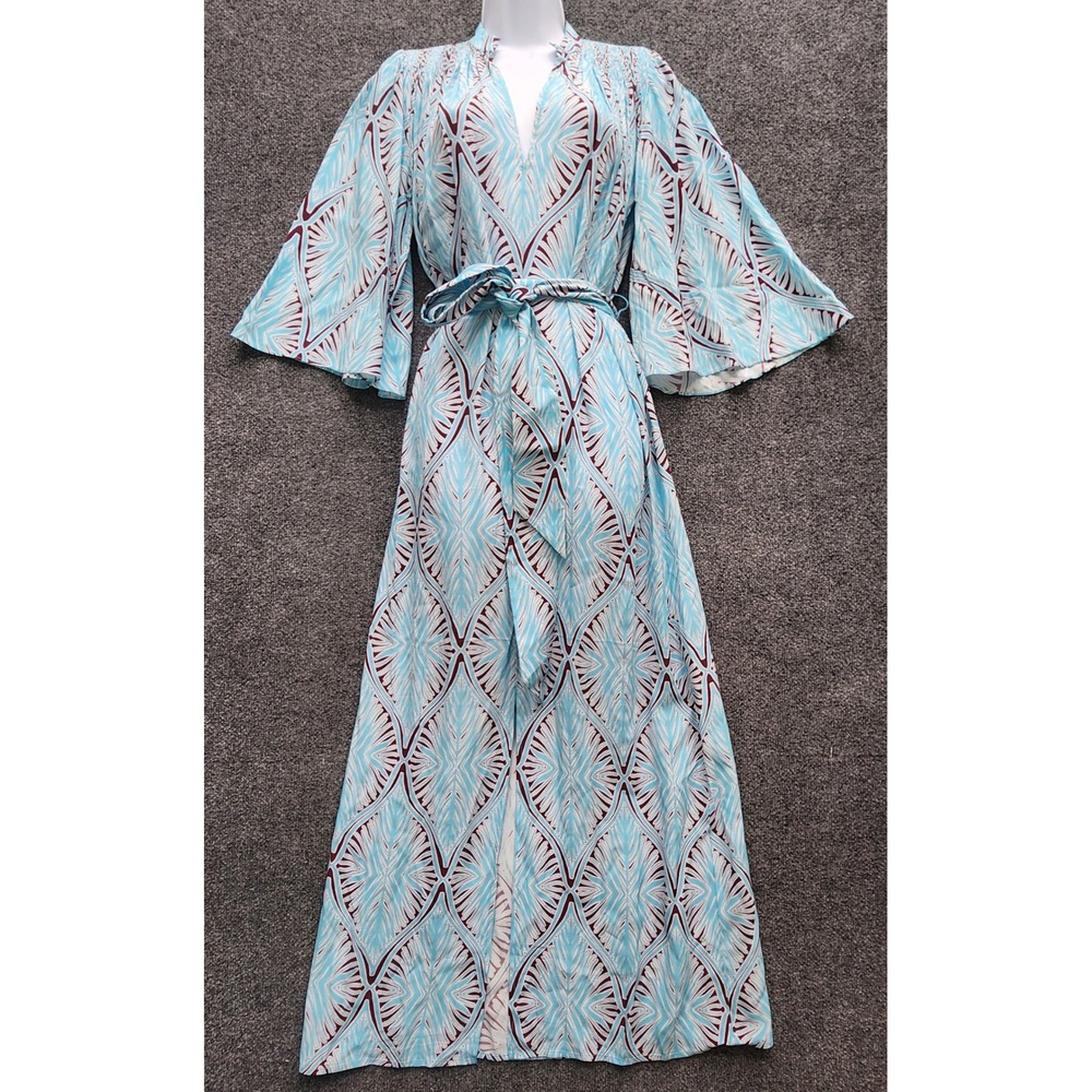 NWT Figue Avery Kaftan Maxi Dress Belted Boho Resort Geometric Viscose XS - Picture 1 of 9